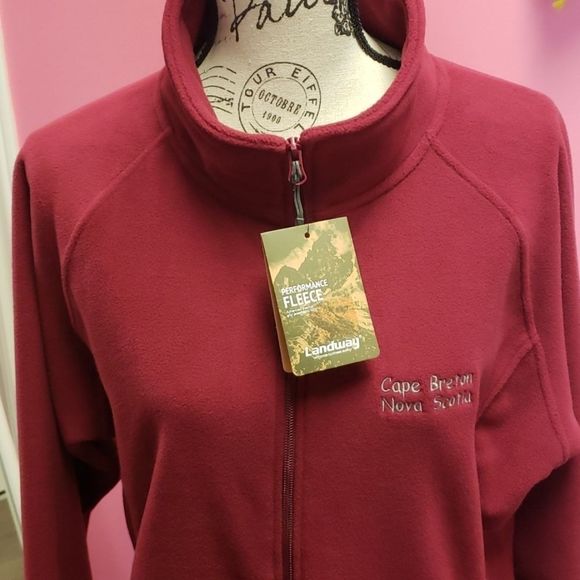 NWT ❤🤍🖤 Landway Fleece Grape Zip Up Cardigan Sweater - Picture 5 of 13